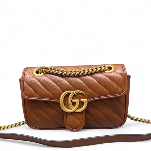 Gucci Matelasse Mini GG Marmont Calfskin Tan