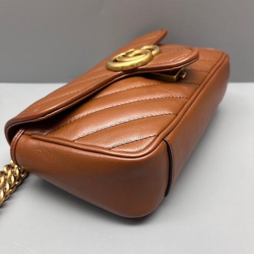 Gucci Matelasse Mini GG Marmont Calfskin Tan