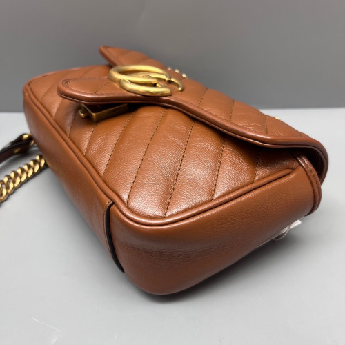 Gucci Matelasse Mini GG Marmont Calfskin Tan