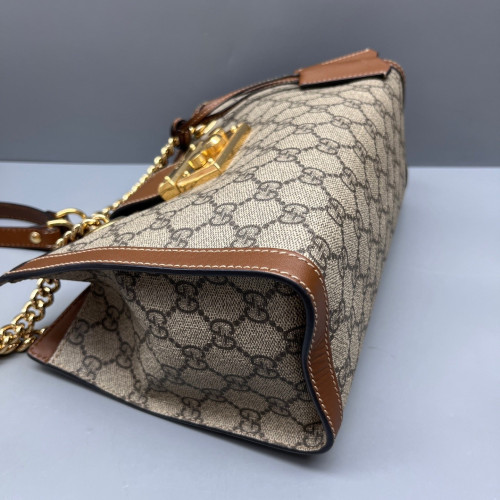 Gucci Small Padlock Tote GG Supreme Monogram Brown Beige Gucci Small Padlock Tote GG Supreme Monogram Brown Beige