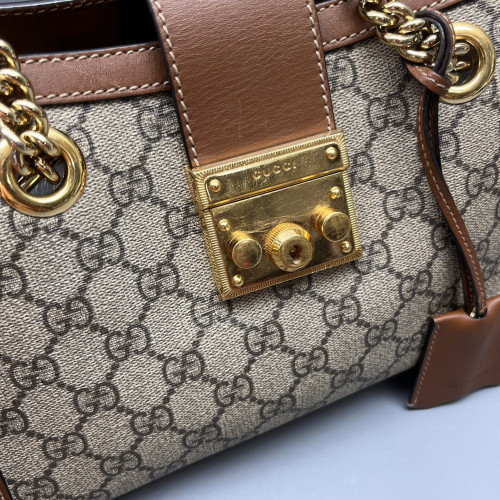 Gucci Small Padlock Tote GG Supreme Monogram Brown Beige Gucci Small Padlock Tote GG Supreme Monogram Brown Beige