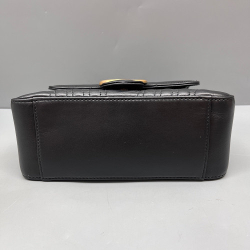 Gucci Matelasse Mini GG Marmont Top Handle Shoulder Bag Calfskin Black