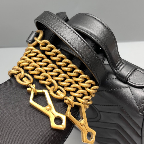 Gucci Matelasse Mini GG Marmont Top Handle Shoulder Bag Calfskin Black