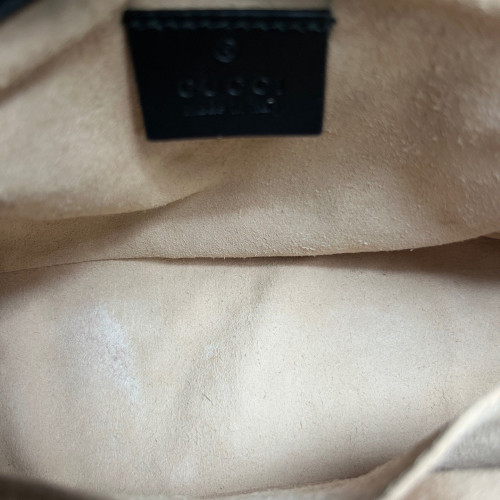 Gucci Matelasse Mini GG Marmont Top Handle Shoulder Bag Calfskin Black
