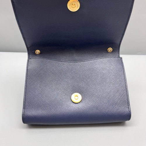 Salvatore Ferragamo Vara Bow Chain Wallet Saffiano Calfskin Dark Blue Salvatore Ferragamo Vara Bow Chain Wallet Saffiano Calfskin Dark Blue
