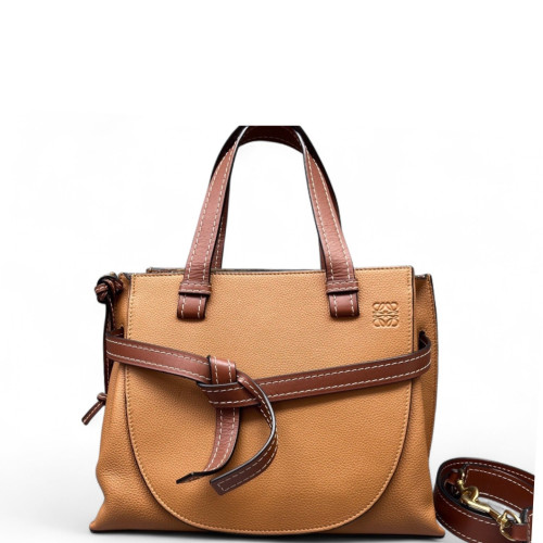 Loewe Small Gate Tote Grained Calfskin Brown