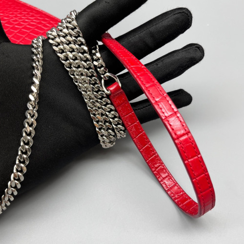 Yves Saint Laurent Small Kate Crossbody Bag Calfskin Crocodile Embossed Red
