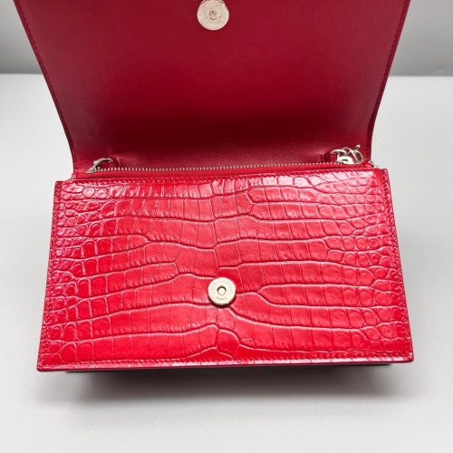 Yves Saint Laurent Small Kate Crossbody Bag Calfskin Crocodile Embossed Red