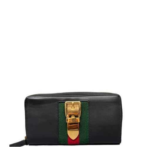 Gucci Web Continental Wallet Calfskin Black Green Red