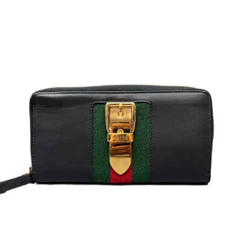 Gucci Web Continental Wallet Calfskin Black Green Red
