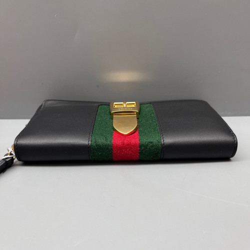 Gucci Web Continental Wallet Calfskin Black Green Red