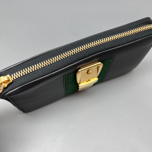 Gucci Web Continental Wallet Calfskin Black Green Red