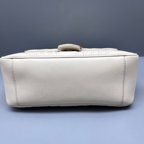 Gucci Diamante Small GG Marmont Top Handle Chain Shoulder Bag Calfskin White