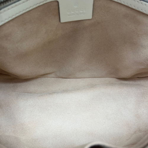 Gucci Diamante Small GG Marmont Top Handle Chain Shoulder Bag Calfskin White