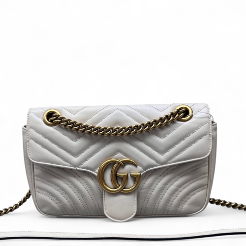 Gucci Diamante Small GG Marmont Calfskin White
