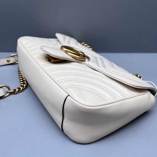 Gucci Diamante Small GG Marmont Calfskin White