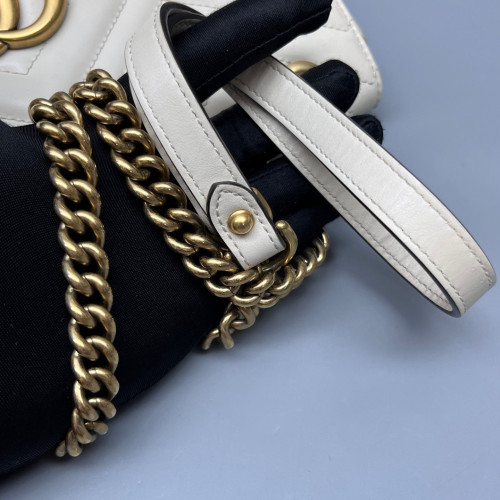 Gucci Diamante Small GG Marmont Calfskin White