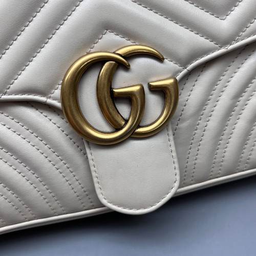 Gucci Diamante Small GG Marmont Calfskin White