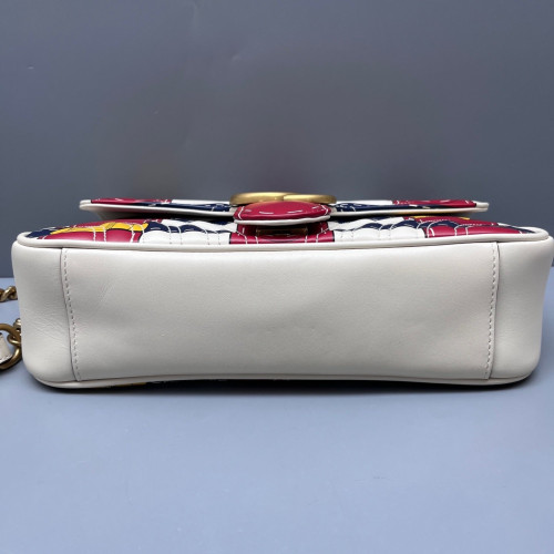 Gucci Diamante Small GG Marmont Cuir White Red Blue