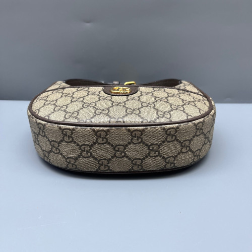 Gucci Mini Ophidia Half Moon Hobo GG Supreme Monogram Brown Beige