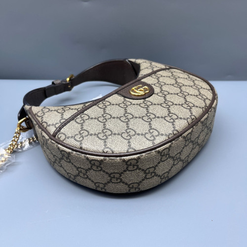 Gucci Mini Ophidia Half Moon Hobo GG Supreme Monogram Brown Beige
