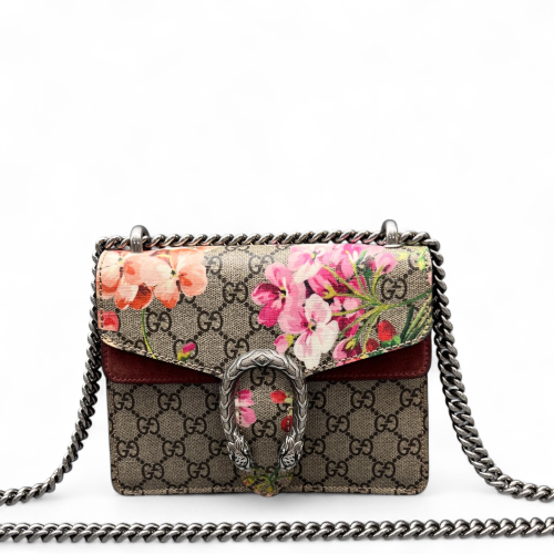 Gucci Mini Dionysus GG Supreme Monogram Blooms Beige Pink Red