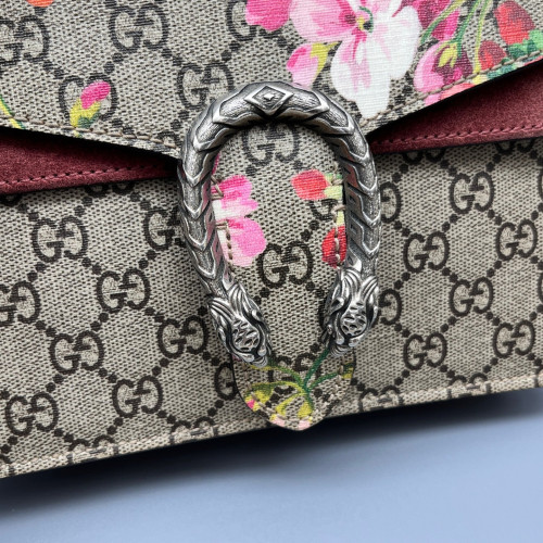 Gucci Mini Dionysus GG Supreme Monogram Blooms Beige Pink Red