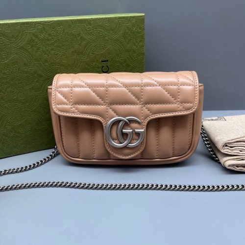 Gucci Super Mini GG Marmont Calfskin Natural Tan