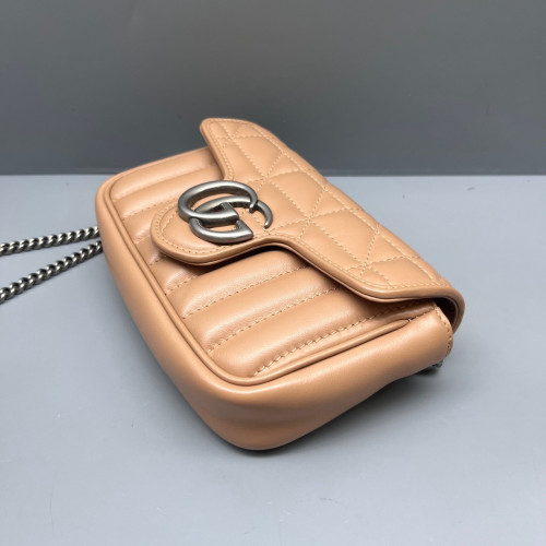 Gucci Super Mini GG Marmont Calfskin Natural Tan