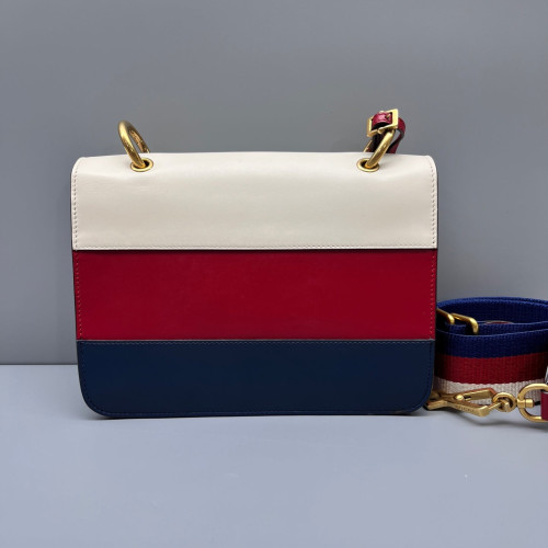 Gucci Queen Margaret Broadway Shoulder Bag Calfskin White Red Blue