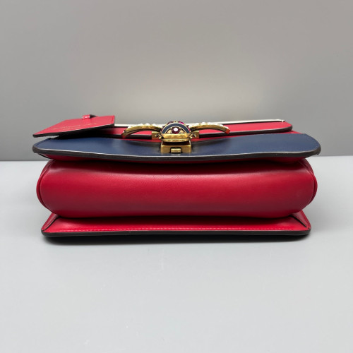 Gucci Queen Margaret Broadway Shoulder Bag Calfskin White Red Blue