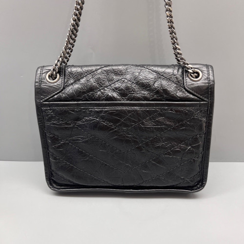 Yves Saint Laurent Mini Niki Chain Pull Up Leather Black