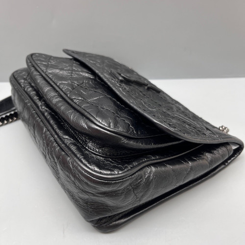 Yves Saint Laurent Mini Niki Chain Pull Up Leather Black