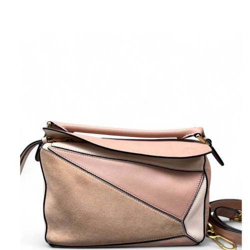 Loewe Small Puzzle Suede Calfskin Pink Beige Loewe Small Puzzle Suede Calfskin Pink Beige