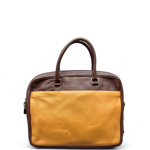 Prada Briefcase Vitello Daino Brown Yellow Prada Briefcase Vitello Daino Brown Yellow