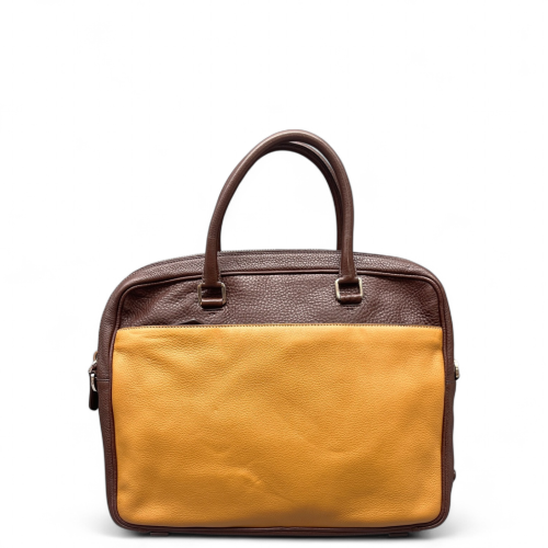 Prada Briefcase Vitello Daino Brown Yellow Prada Briefcase Vitello Daino Brown Yellow