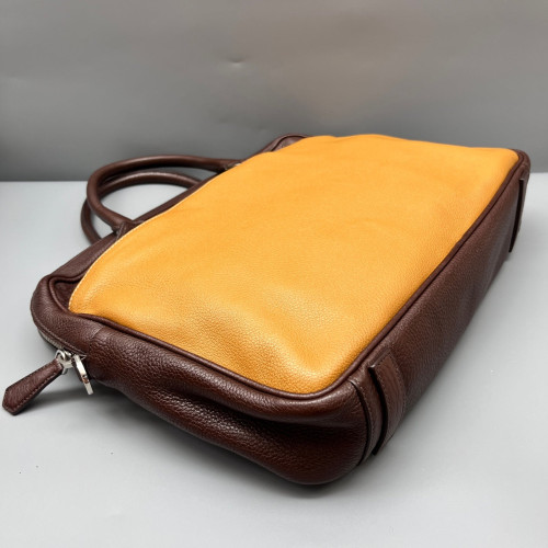 Prada Briefcase Vitello Daino Brown Yellow Prada Briefcase Vitello Daino Brown Yellow