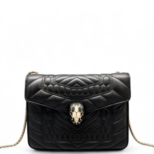 Bvlgari Small Serpenti Forever Shoulder Bag Calfskin Black