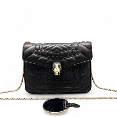 Bvlgari Small Serpenti Forever Shoulder Bag Calfskin Black