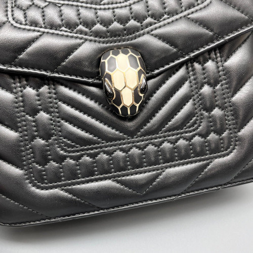 Bvlgari Small Serpenti Forever Shoulder Bag Calfskin Black