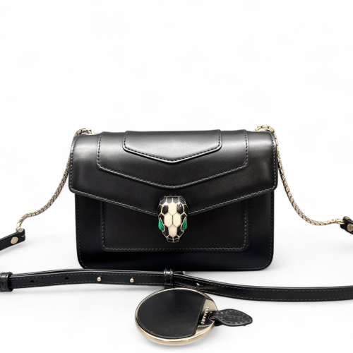 Bvlgari Serpenti Forever Day-To-Night Shoulder Bag Smooth Calfskin Black