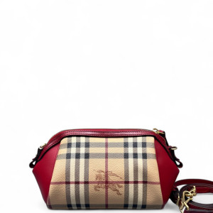 Burberry Crossbody Bag Calfskin Haymarket Check Beige Red Black Burberry Crossbody Bag Calfskin Haymarket Check Beige Red Black
