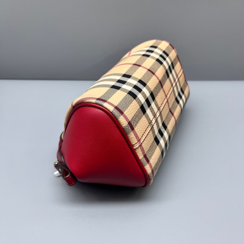 Burberry Crossbody Bag Calfskin Haymarket Check Beige Red Black