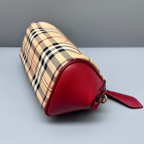 Burberry Crossbody Bag Calfskin Haymarket Check Beige Red Black
