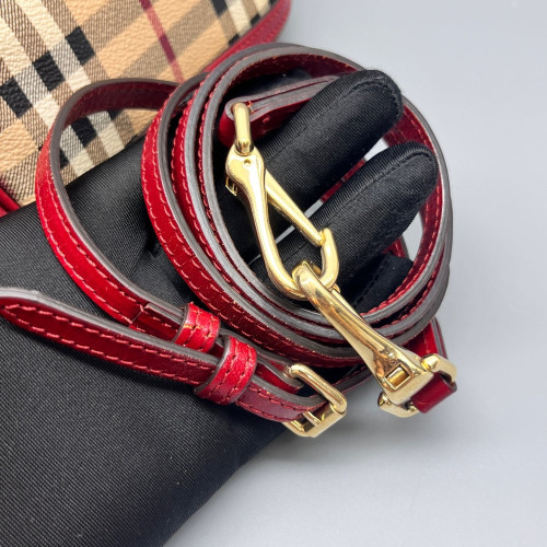 Burberry Crossbody Bag Calfskin Haymarket Check Beige Red Black