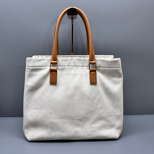 Celine Tote Bag Canvas Calfskin Tan Beige Celine Tote Bag Canvas Calfskin Tan Beige