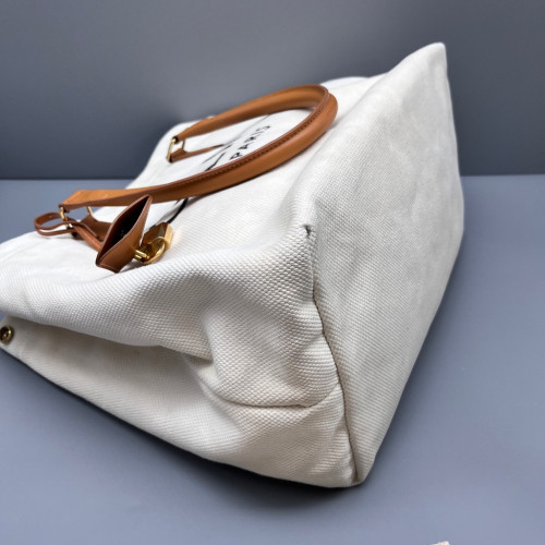 Celine Tote Bag Canvas Calfskin Tan Beige Celine Tote Bag Canvas Calfskin Tan Beige
