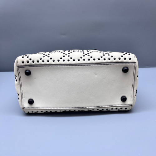 Dior Studded Studded Medium Supple Lady Dior Lambskin White