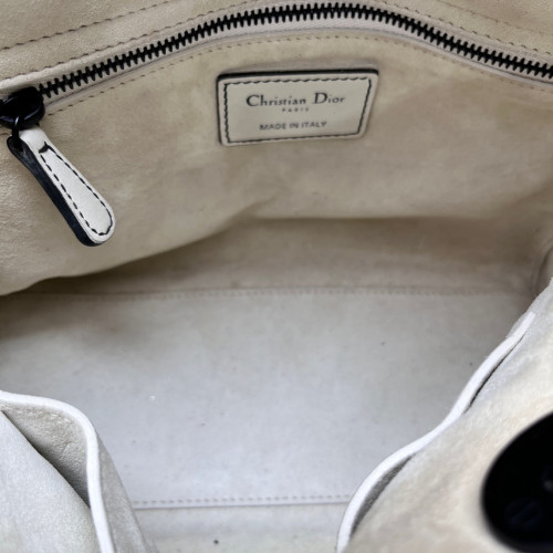 Dior Studded Studded Medium Supple Lady Dior Lambskin White