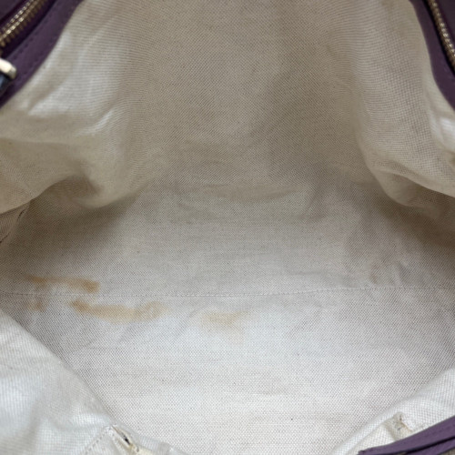 Gucci Tote Bag Canvas GG Supreme Monogram Calfskin Beige Brown Purple
